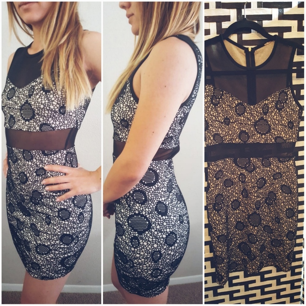 Mini dress with sheer mesh